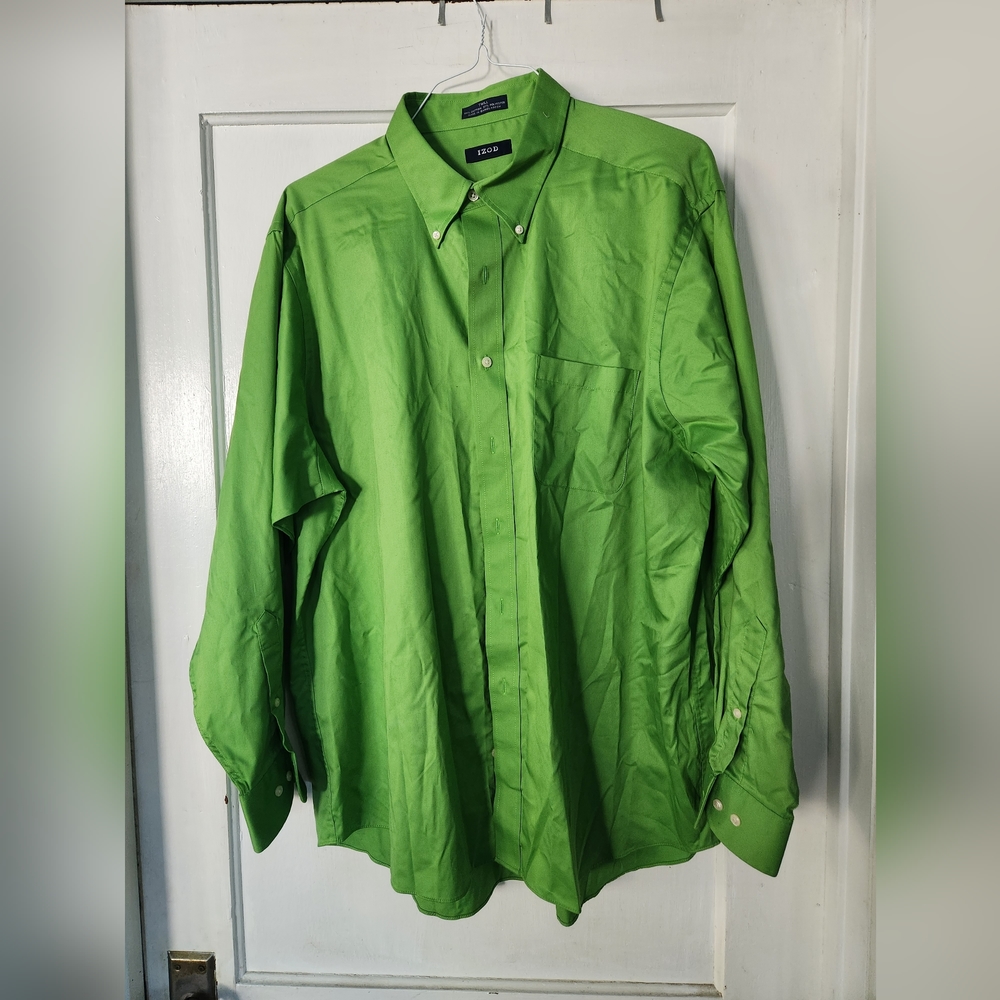 Green Izod Men's Long Sleeve Shirt, Size XXL (18 Neck, 34-35 Sleeve)